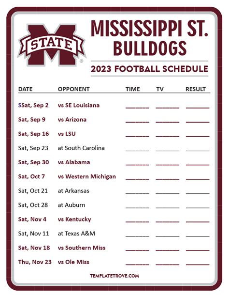 2017 Mississippi State Bulldog Football Schedule Released For Whom