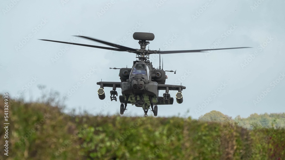 British Army Boeing Apache Attack Helicopter Ah64e Ah 64E In Low Level