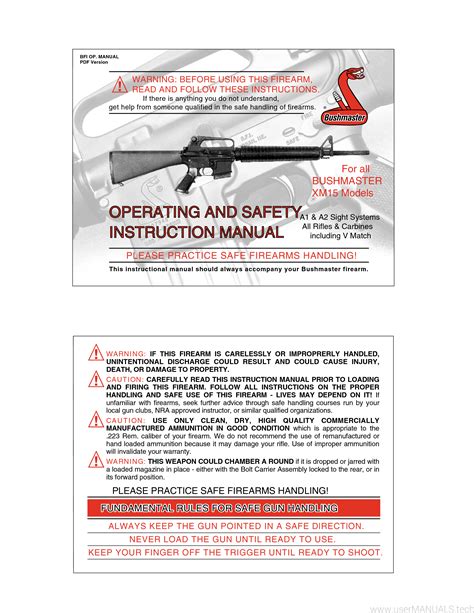 Bushmaster Xm15 Instruction Manual