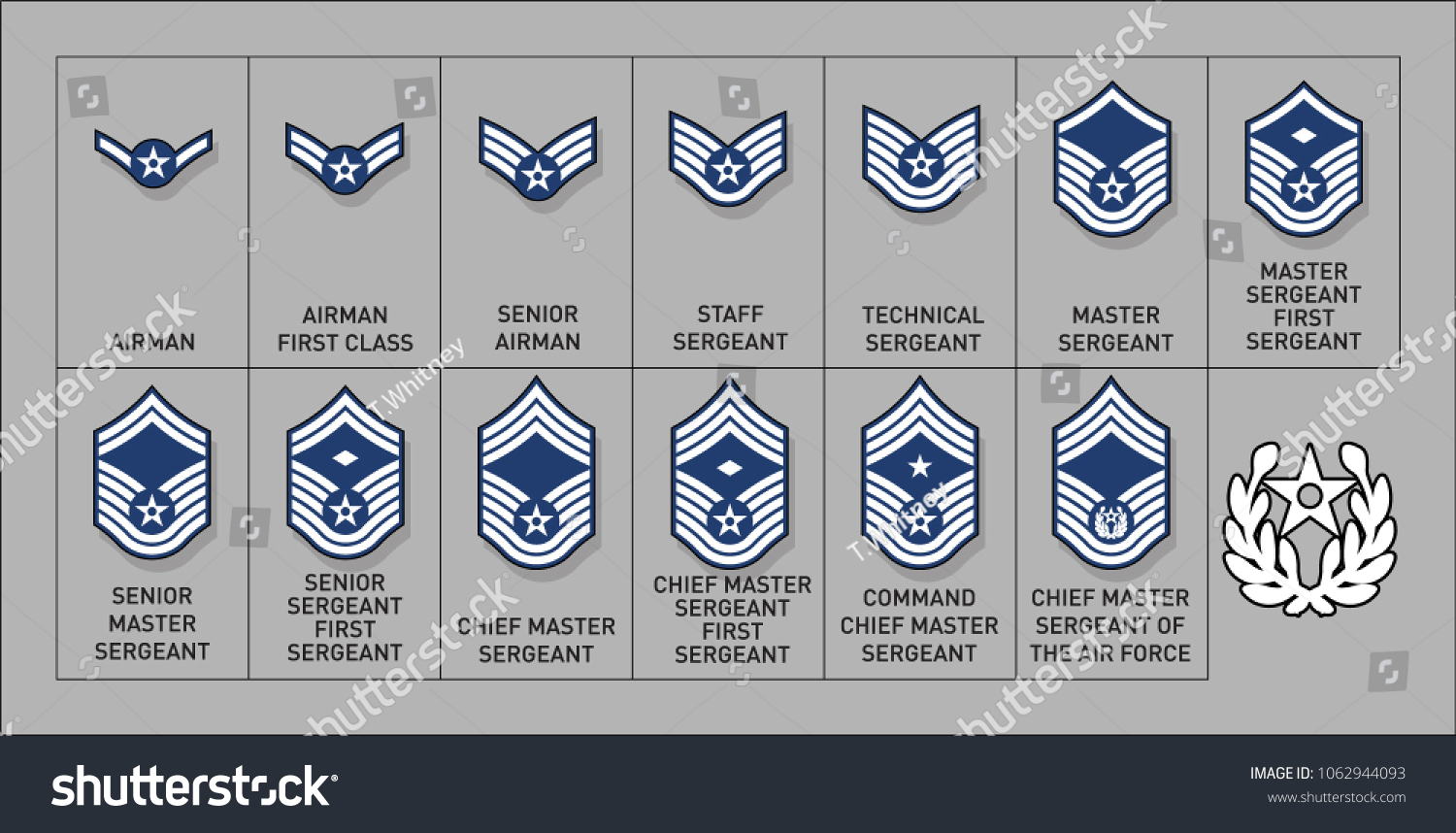 Coast Guard Enlisted Rank Insignia Isolated Stock Vector Royalty Free