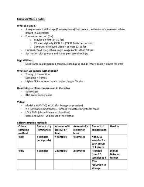 Comp Sci Week 9 Notes Comp Sci Week 9 Notes What Is A Video A