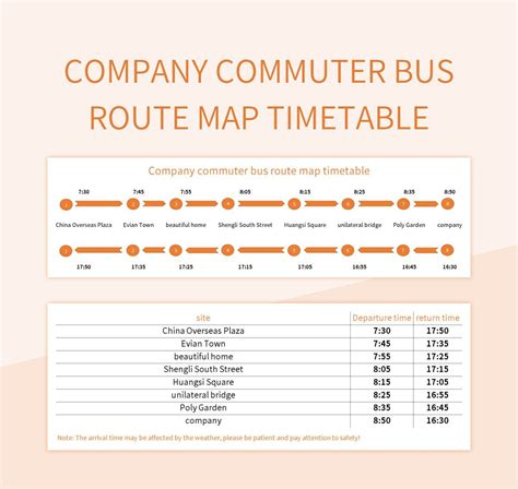 Company Commuter Bus Route Map Timetable Excel Template And Google