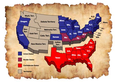 Confederacy And Union Map