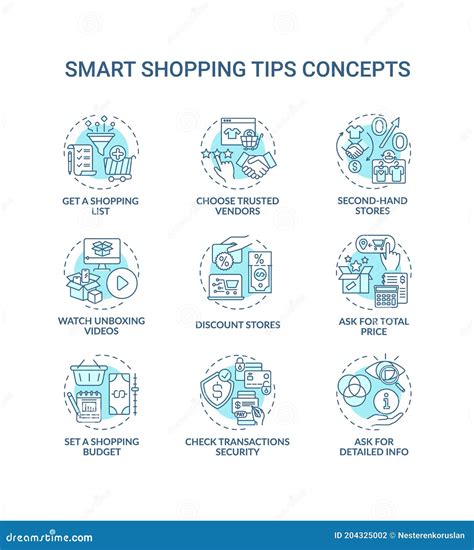 Conjunto De Iconos De Concepto De Consejos De Compras Inteligentes