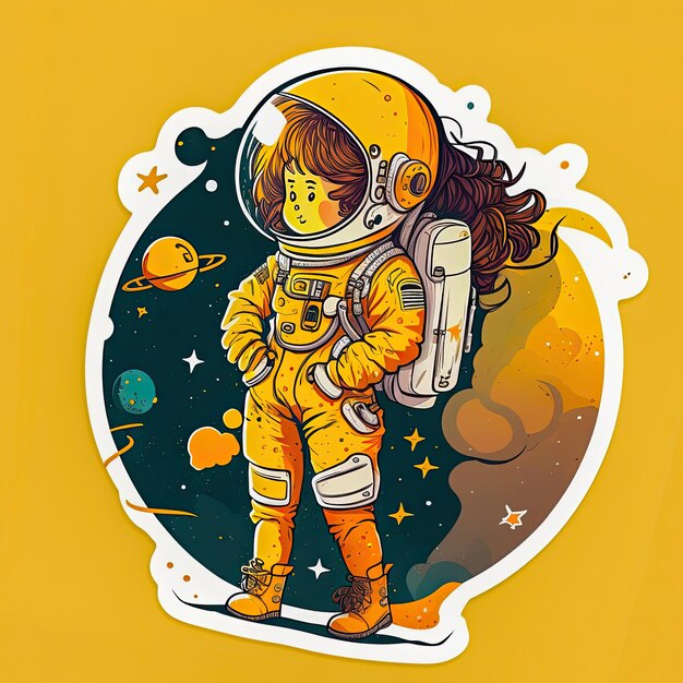 Enthusiastic Young Girl In A Cartoonish Astronaut Attire Ready For