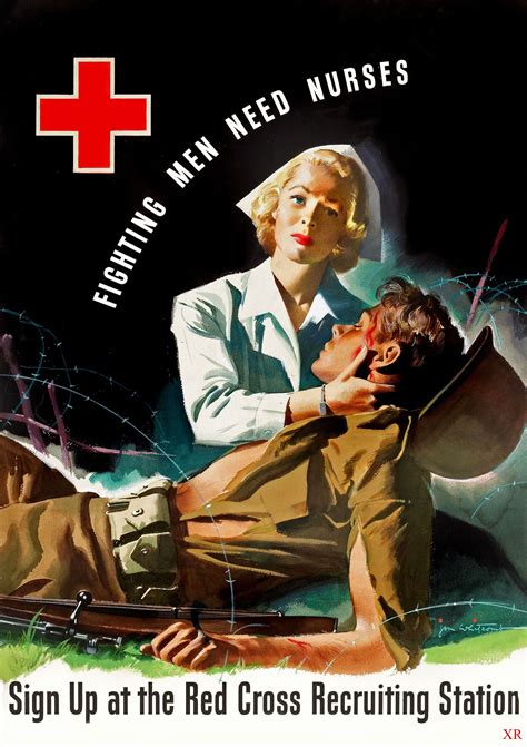 Fighting Men Need Nurses 1944 Vintage Nurse Wwii Posters Military