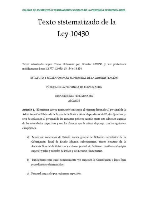 Ley 10430 Actualizada Pdf