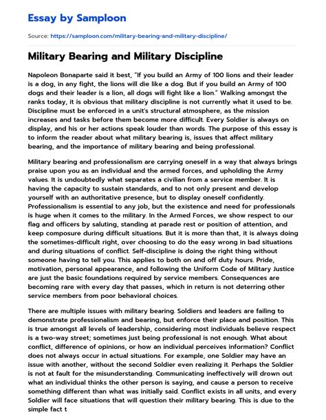 Military Bearing And Military Discipline Argumentative Essay On