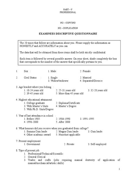 Part 1 Of 4 Actual Civil Service Examination Professional Example