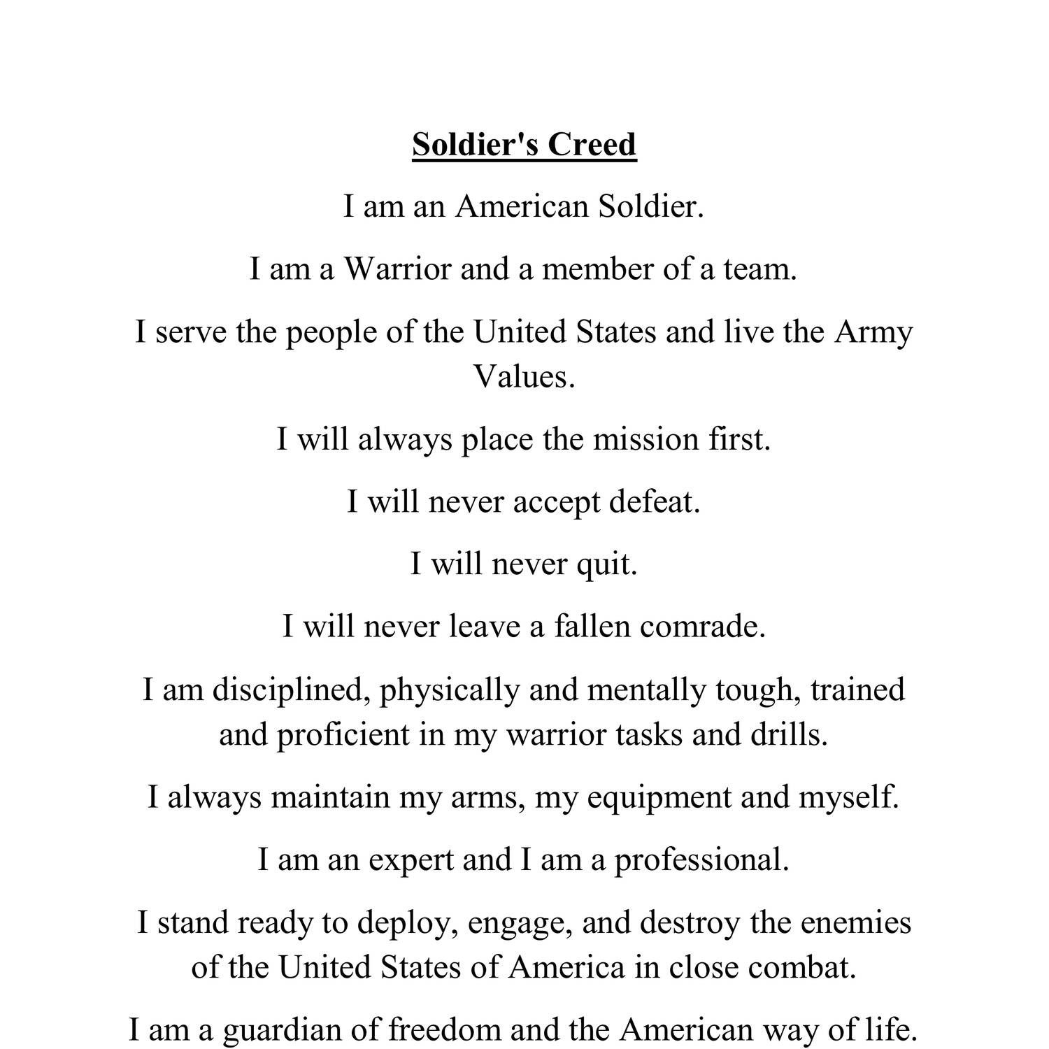 Soldiers Creed Army