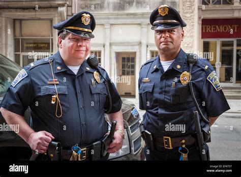 Two Suffolk University Policemen Boston Massachusetts Usa Stock