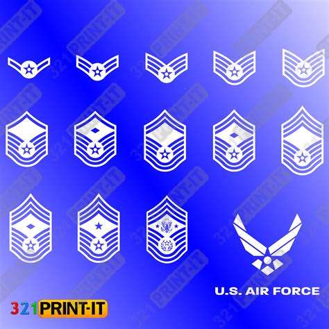 Us Air Force Ranks Digital File Download Svg Png Pdf Jpg Eps Etsy