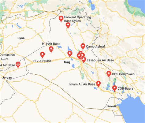 Us Military Bases In Iraq A List Of All 18 Bases In Iraq