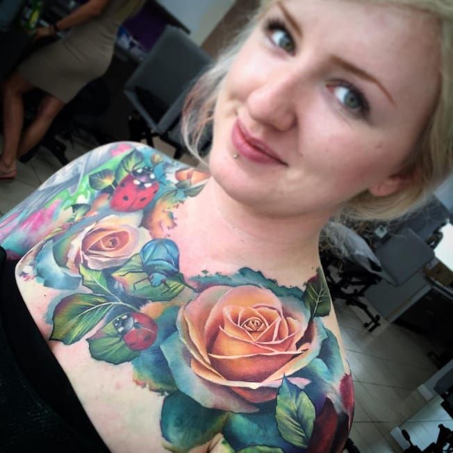 Women Chest Tattoos