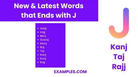 Words That Finish With J